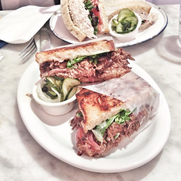                  The most delicious sandwich ever. A short rib sandwich with melted Jack at Joan's on Third in LA. 